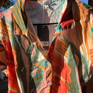 Vitamin A Tropical Orange and Green Shirt